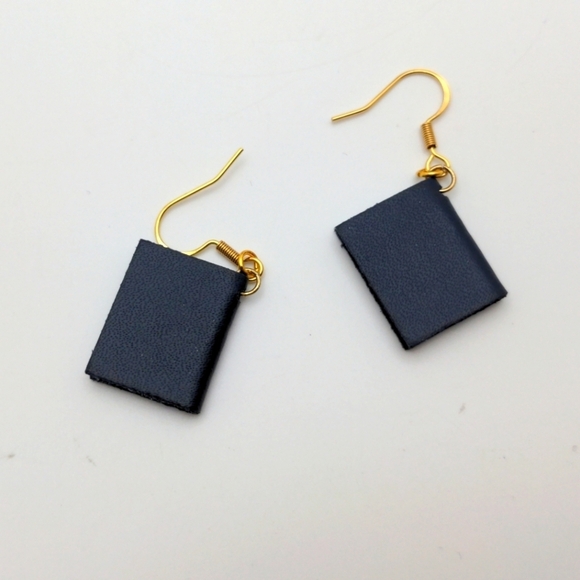 Gold Lettered Passport Charm Earrings with Real Paper Details - Picture 2 of 7